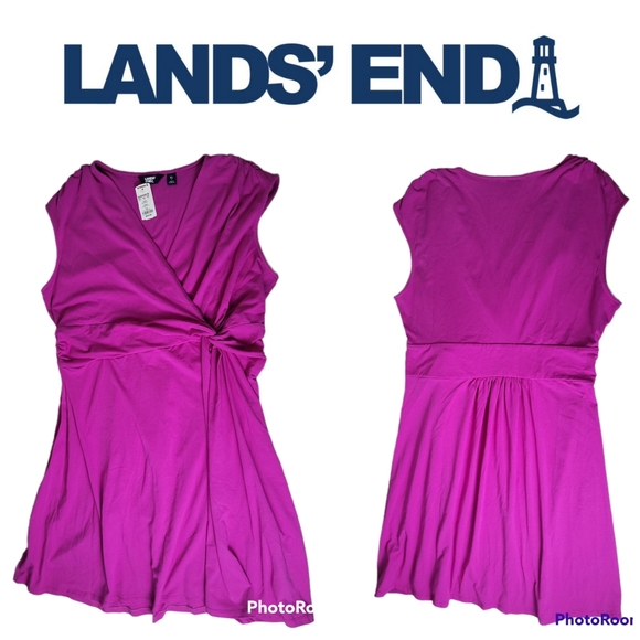 Lands' End Dresses & Skirts - Lands End Womens Sleeveless Sun Dress Twist Waistline  V-Neck/Purple Sz X L
